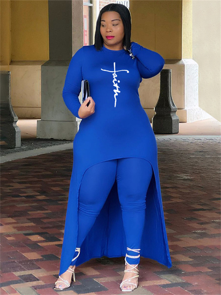 Women's Plus Size Tracksuits Wmstar Two Piece Set for Women Clothing Long Tops and Pants Sets Leggings Matching Stretch Wholesale Dropshopping 23
