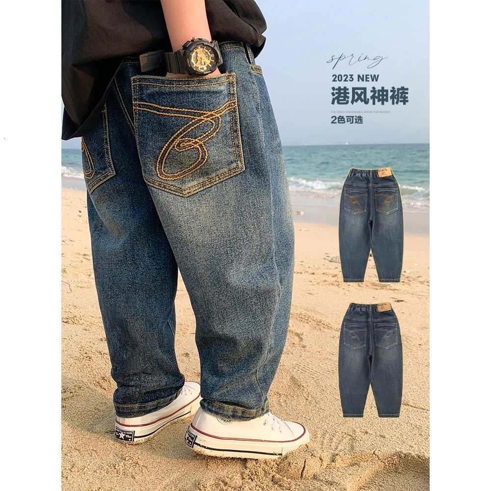 Jeans Spring Boys Casual Children Denim Ripped 3 4 5 6 7 8 9 10 11 12 years Kids Trousers Clothes Harem Pants Bagg 230905