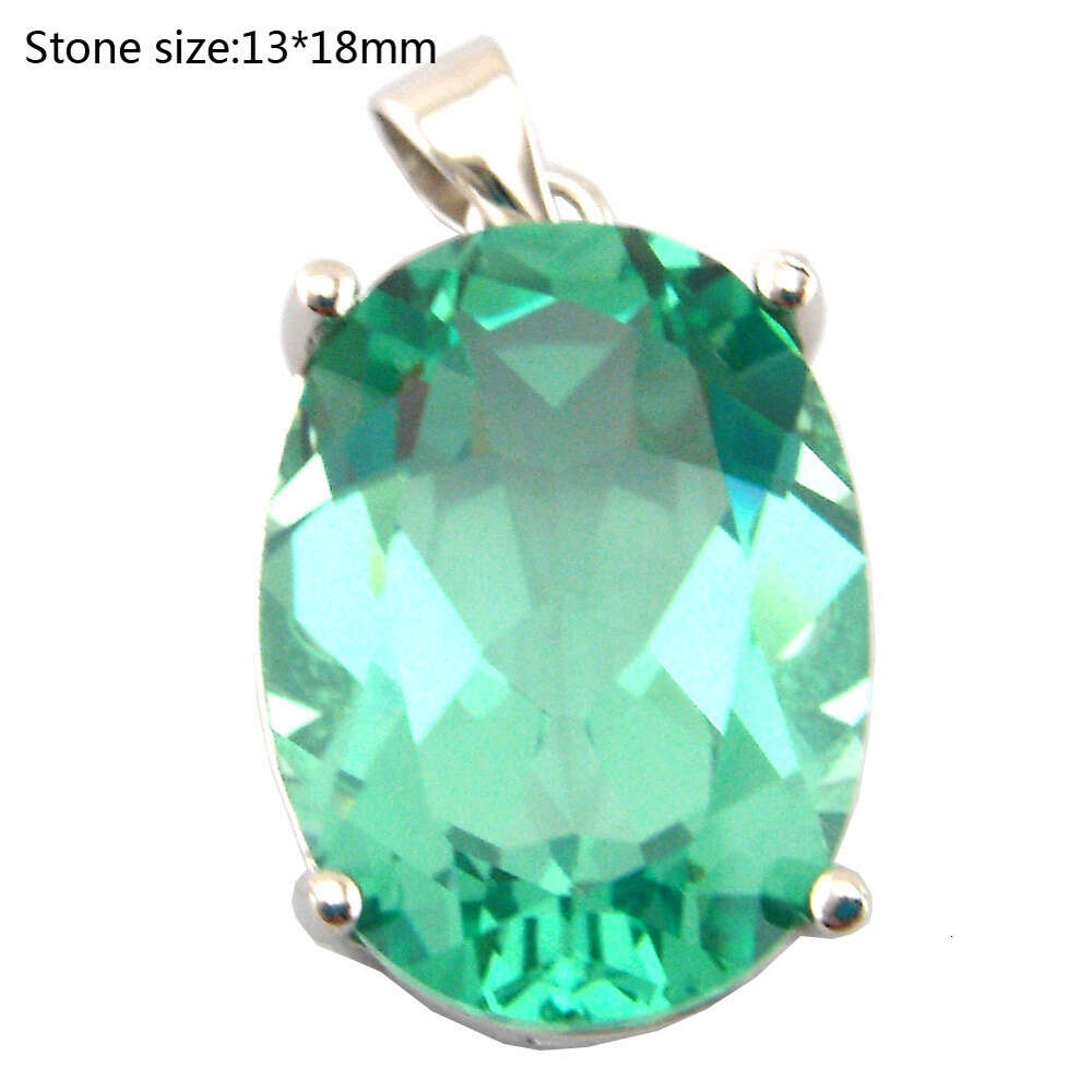 silver jewelry pendant green spinel pendant women necklace
