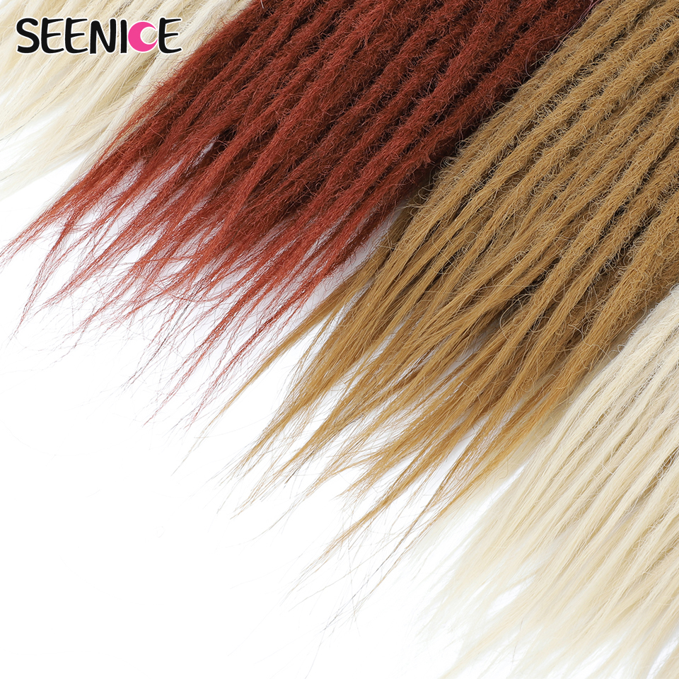 Human Hair Bulks Handmade Dreadlock Synthetic Extensions Straight Crochet Braiding Natural Hair For Afro Women And Men Ombre Black Brown SEENICE 23090