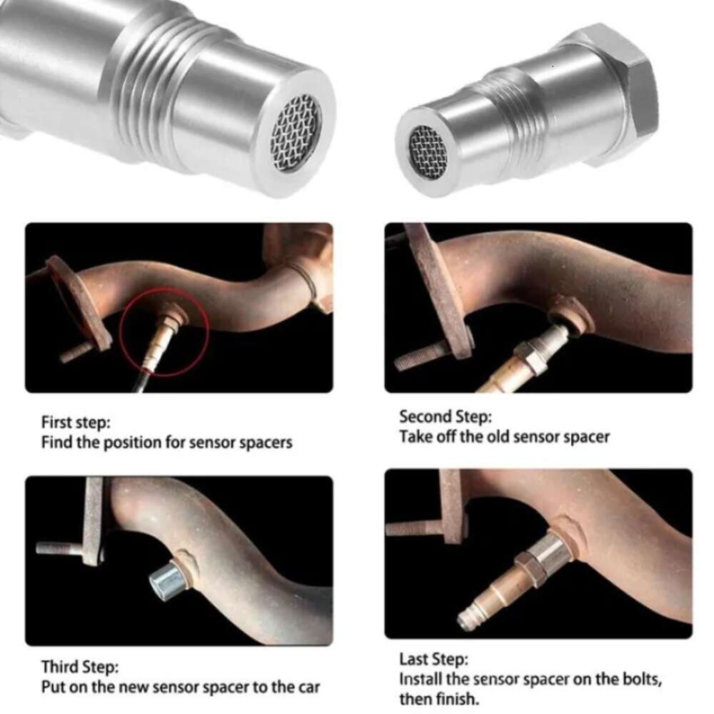 New 1/2Pcs Extension Filter Oxygen Sensor Connector Extender Spacer Internal Thread M18*1.5 Stainless Steel Adapter Car Parts