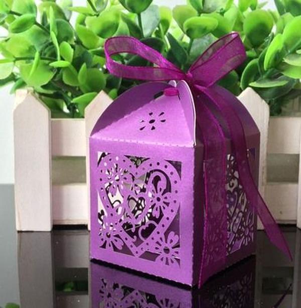 Love Heart Laser Cut Candy Favor Holders Gift Boxes Chocolate Present Bridal Birthday Bomboniere box with Ribbons country wedding gifts ZZ