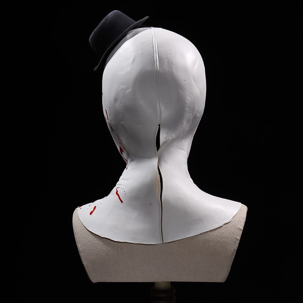 Mas Bloody Terrifier Art The Clown Mask Cosplay Creepy Horror Demon Evil Joker Hat Latex Helmet Halloween Party Costume Props