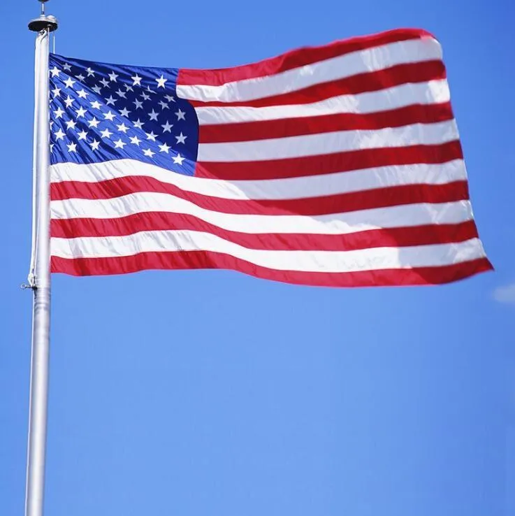 Festive 90X150cm Embroidered USA Flag banner Outdoor Stars Stripes Brass Grommets Banners 3X5 Feet American decor Flags G0906