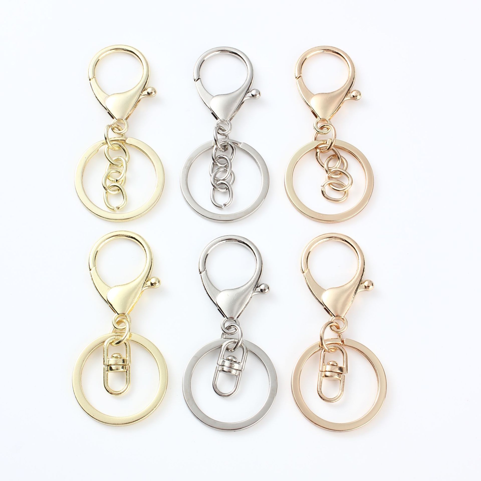 Silver/Gold Biger Lobster Clasp Tone Key Chains & Key Rings Round Split keychain Car Key Rings
