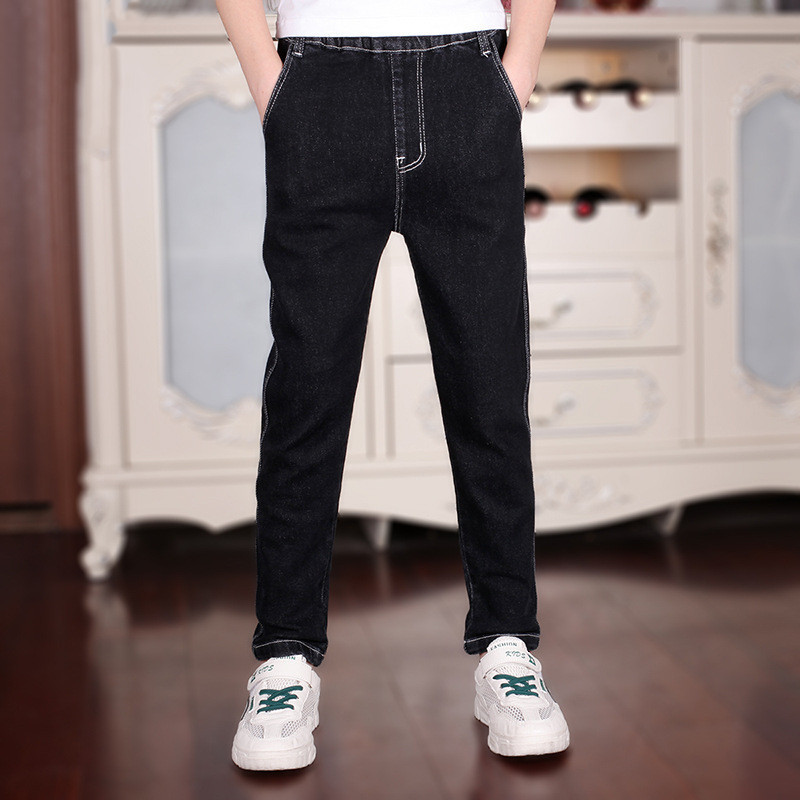Jeans Oversized For Boys Teenagers Clothes Spring Casual Solid Elastic Waist Cotton Children'S Pants High Quality 230905