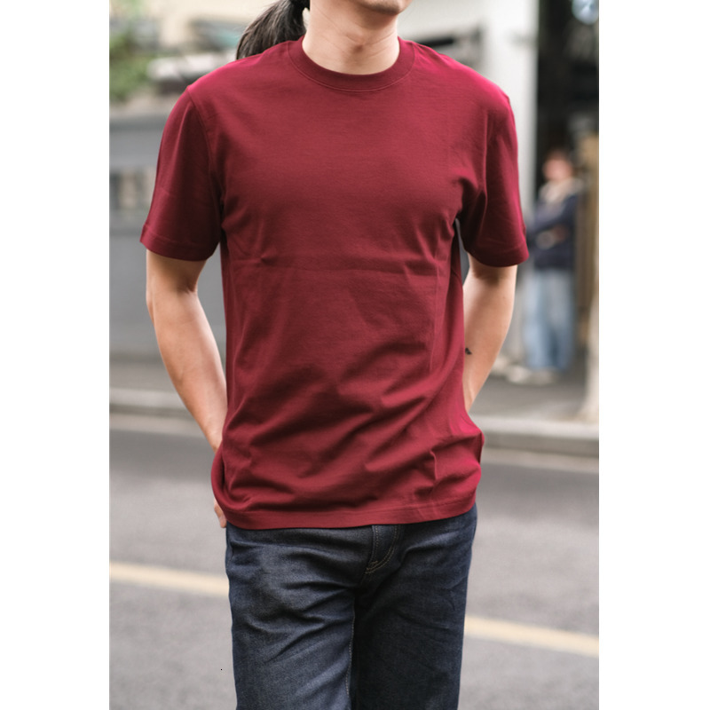 Men's TShirts Simons Vintage 220g Short Sleeve Combed Cotton Solid Soft TShirt LoopWheel Amekaji Ring Spun Basic 230905