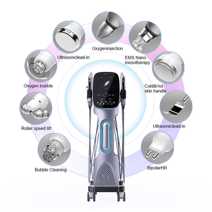 New Face 9 In 1 Aqua Facial Machine Super Bubble Oxygen Jet Peel Deep Clean Skin Scrubber Whiten Moisturizing Beauty Salon Device Skin Rejuvenation Fa