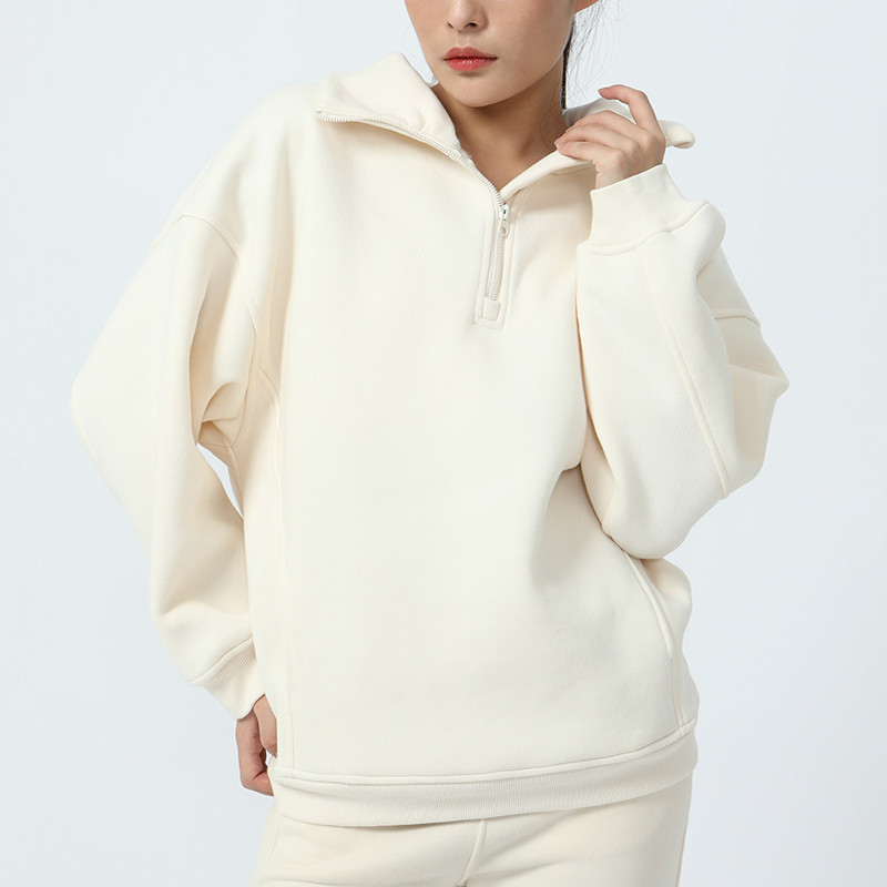 Women Thick Jacket Sweatshirt For Autumn Yoga Suit Jacket Ladies Gym Workout Coat Half Zipper Fleece Loose Workout Pullover LW031