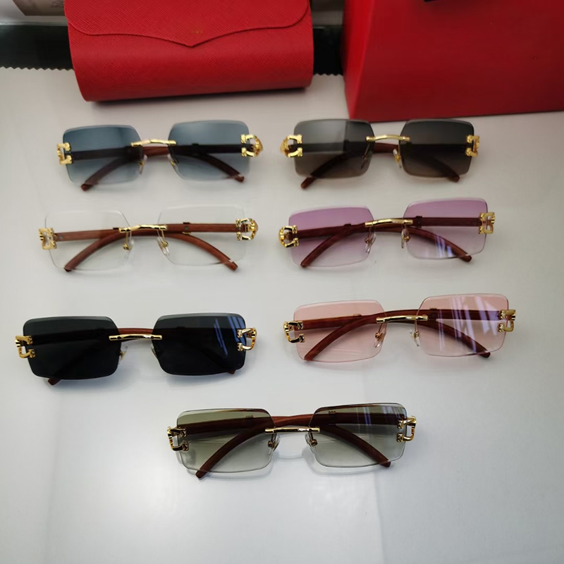 Funky Sunglasses Designer Woman Men Sunglass Square Rimless Carti Buffalo Horn Glasses Fashion Eyewear Accessorie Wooden Eyeglasses gafas para el sol de mujer