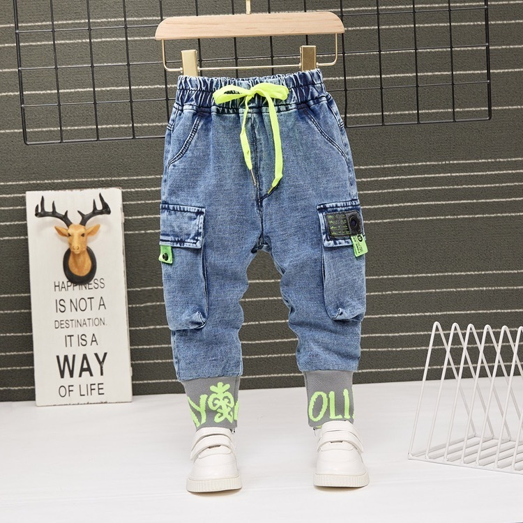 Jeans Baby Boys Girls Pants Children Trousers 1 9Yrs Casual Letter Cartoon For Kids 230906