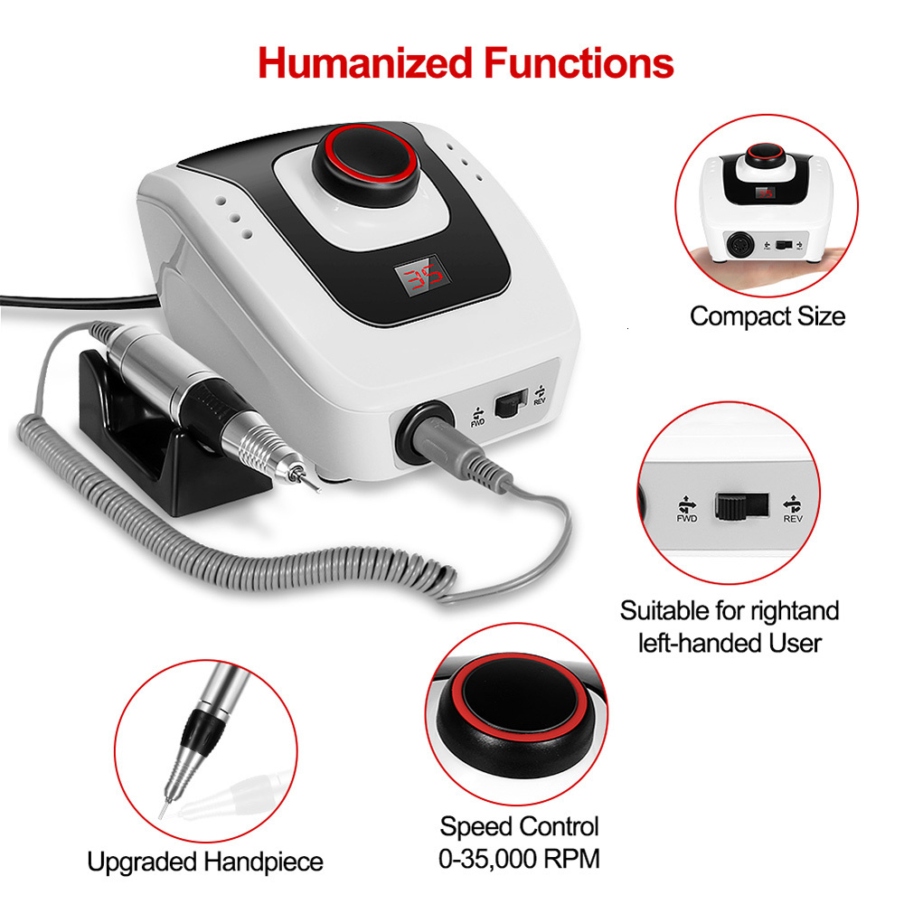 Nail Manicure Set 32W 35000RPM Pro Electric Drill Machine Apparatus For Pedicure Files With Cutter Art Pen Tools 230906