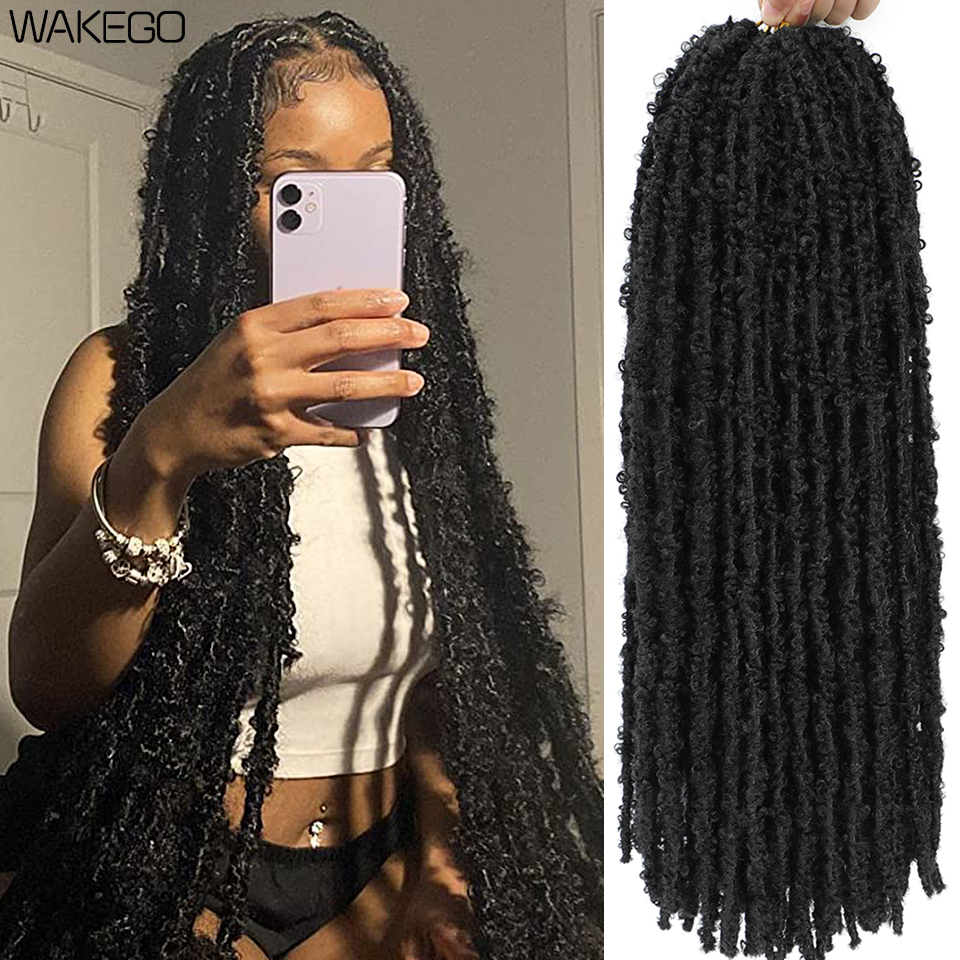 Human Hair Bulks 14 18 24 Inch Goddess Butterfly Locs Crochet Hair Ginger Burgundy Blonde Dreadlocks Butterfly Faux Soft Locs Crochet Hair Braids 2309