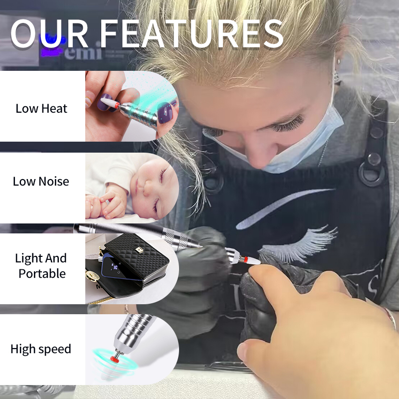 Nail Manicure Set Drill Professional Lathe Machine Mill For Electric Nails Sander Polisher Cutter File 35000rpm Gel Motor 230906
