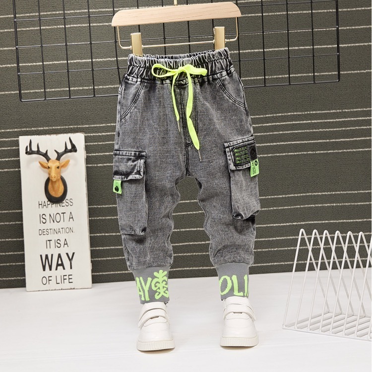 Jeans Baby Boys Girls Pants Children Trousers 1 9Yrs Casual Letter Cartoon For Kids 230906