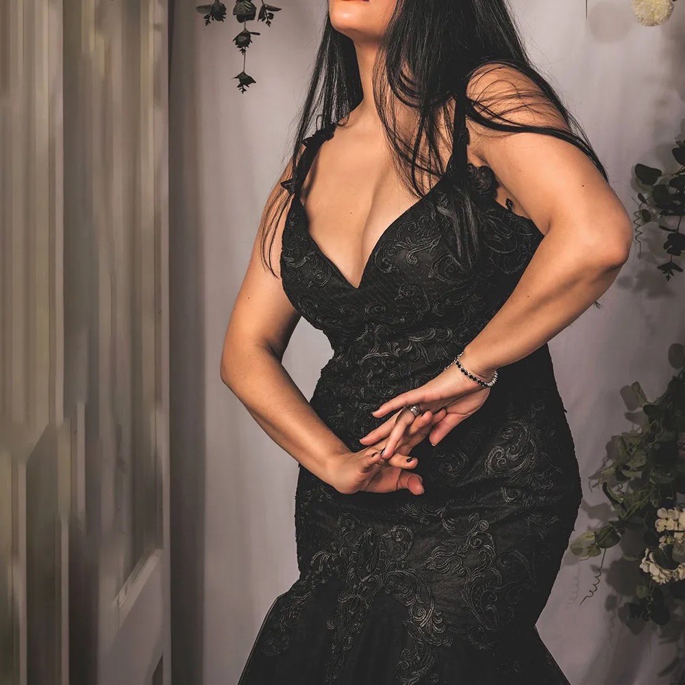 Black Wedding Dresses Bridal Gowns Mermaid Trumpet Scoop Sleeveless Applique Tulle New Custom Plus Size Zipper Lace Up