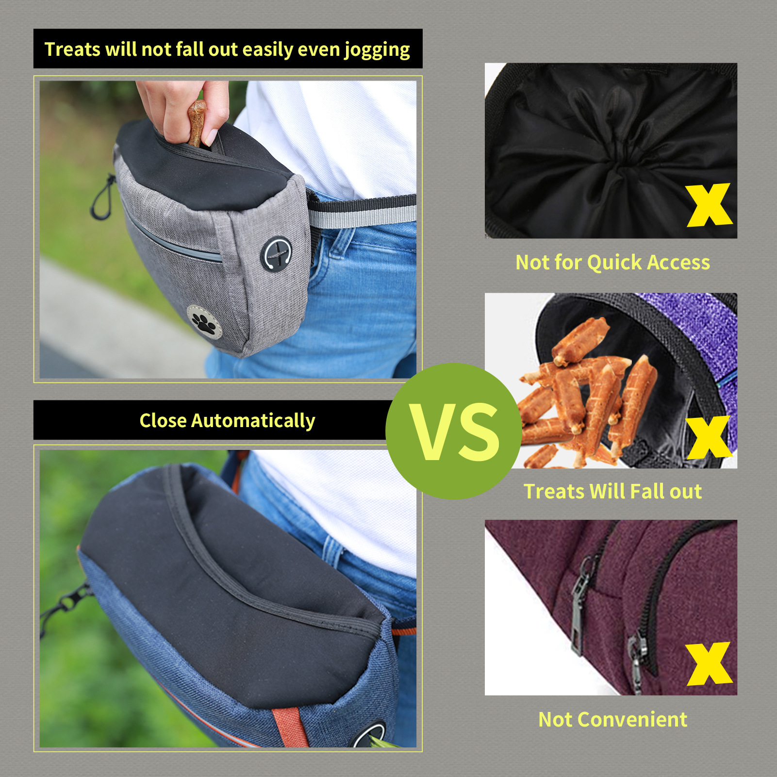 yuexuan dog cat pet training snack bag with builtin waste bag dispenser for outings perfect dog walking accessory