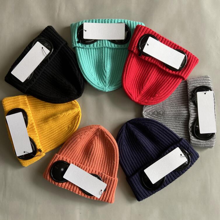 Designer two Lens Glasses Goggles Beanies Men cp Knitted Hats Skull Caps Outdoor Women Uniesex Winter Beanie Black Grey Bonnet