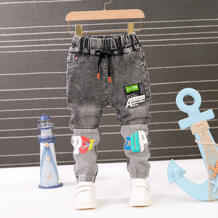 Jeans Baby Boys Girls Pants Children Trousers 1 9Yrs Casual Letter Cartoon For Kids 230906