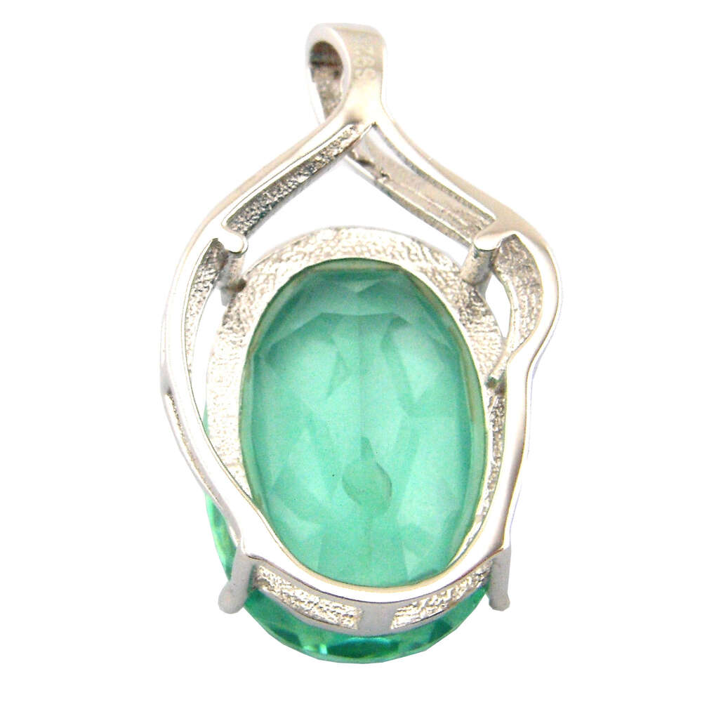 Big stone pendant Newest designsilver jewelry pendant green spinel pendant women necklaceNatural stone pendant