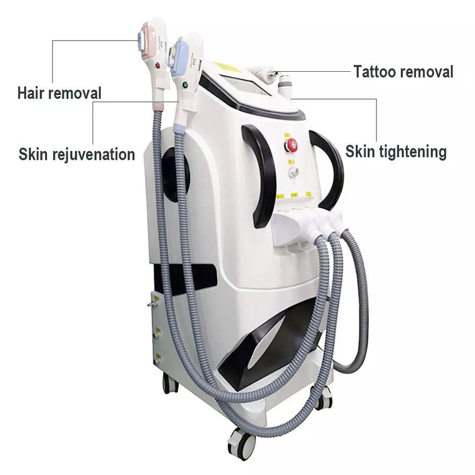 Multifunction 4 Handles Picosecond Tattoo Pigment Removal Skin Whitening Machine 2 OPT Laser Handles Hair Removal Depilation RF Wrinkle Removal Device