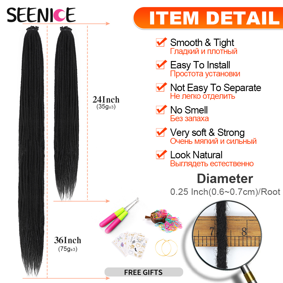 Human Hair Bulks Handmade Dreadlock Synthetic Extensions Straight Crochet Braiding Natural Hair For Afro Women And Men Ombre Black Brown SEENICE 23090