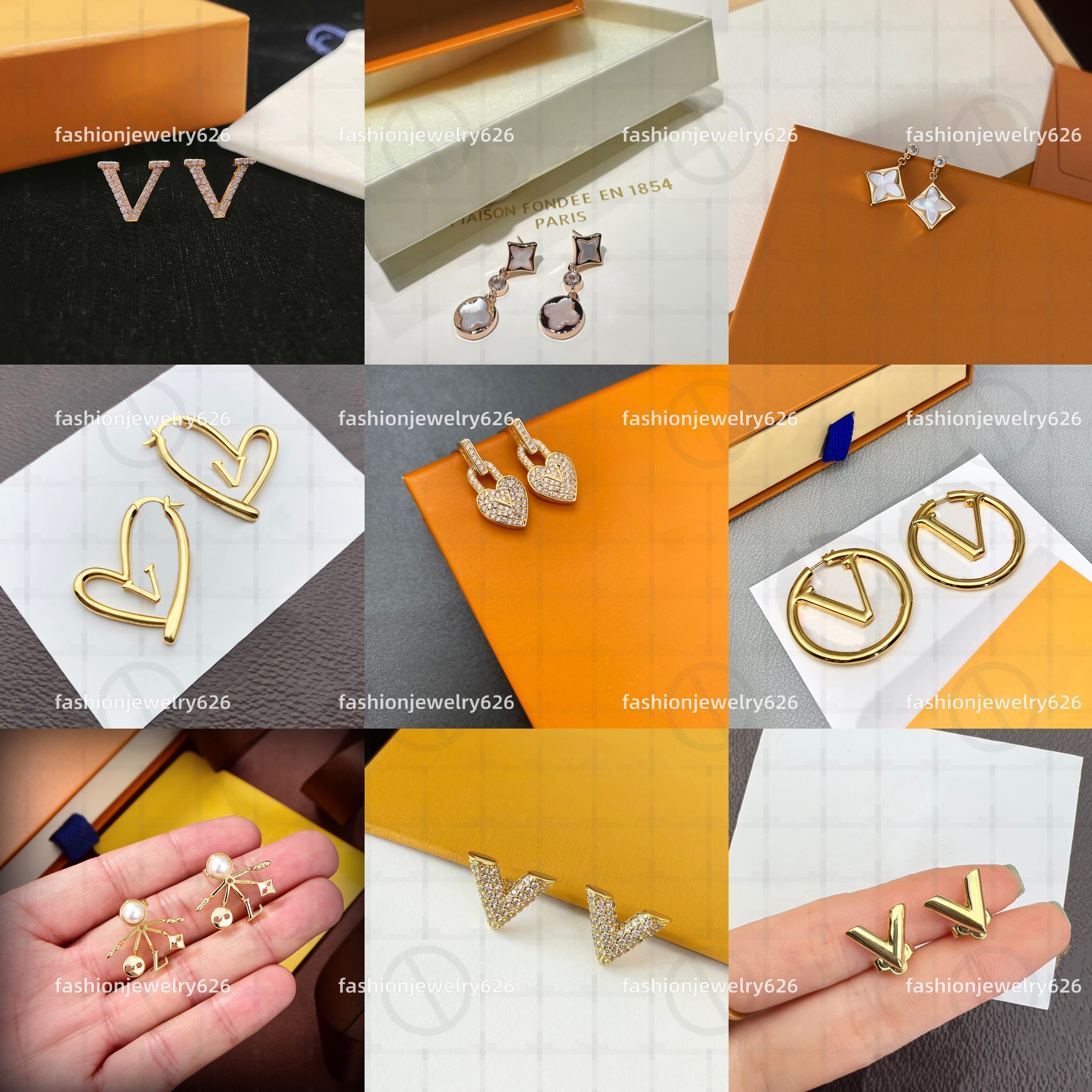 Fashion designer earrings luxury gold plated stud earrings for women trendy earring simple gold letter stud lady jewelry