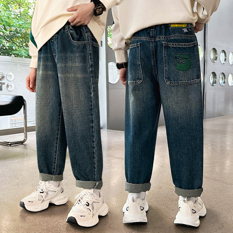 Jeans Children Clothing Casual for Boy Denim Pants Cotton Spring Autumn Elastic Waist Kids Baggy 4 6 7 8 10 12 Years 230905