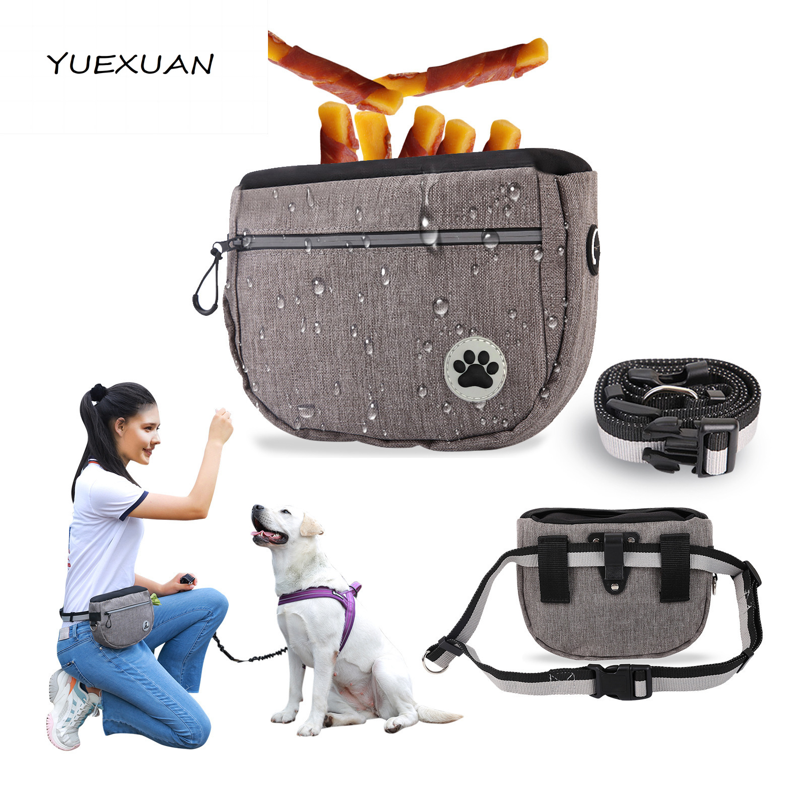 yuexuan dog cat pet training snack bag with builtin waste bag dispenser for outings perfect dog walking accessory