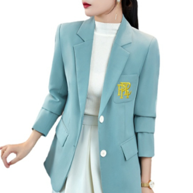 Womens Suits Blazers Blends Blazers Feminino for Traf Woman HighEnd Letter Embroidered Suit Tops Temperament Elegant Business Zevity Womens Clothing 2