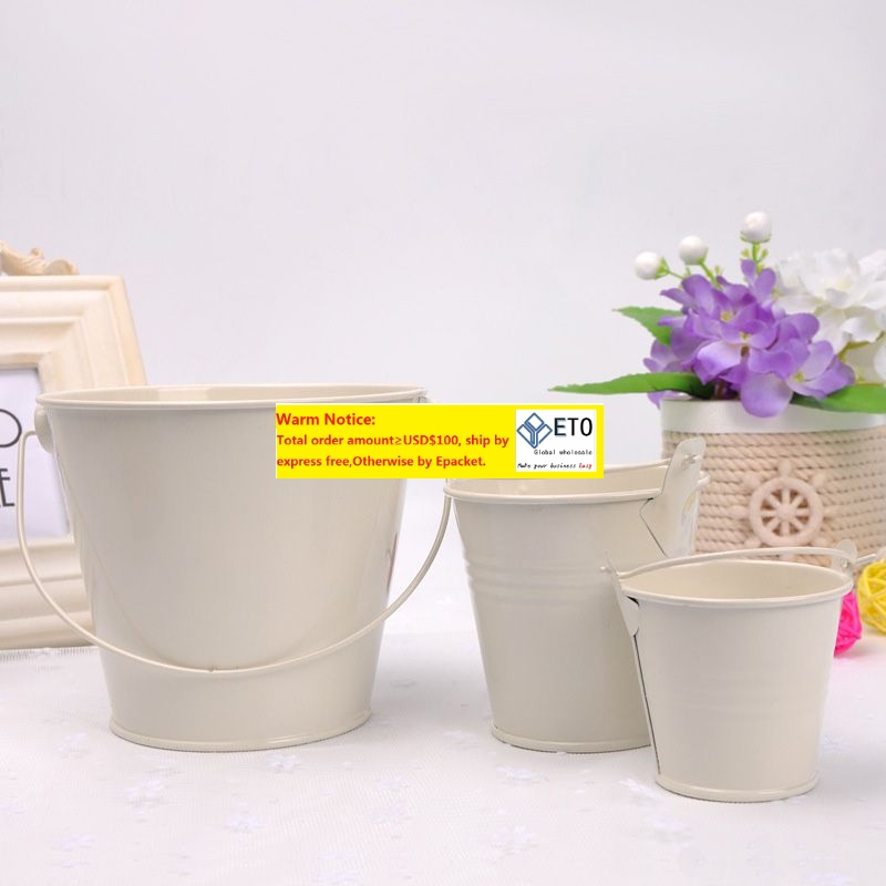 100pcs Metal Wedding Party Shower Gift Potted Plants Mini Small Assorted Colored Tin Pails Buckets Bucket Candy Chocolate Box ZZ