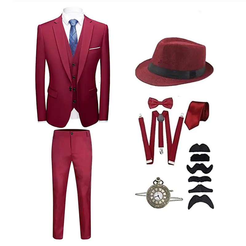 Men's Tracksuits The Great Gatsby Gentleman Roaring 20s Vintage 1920s Outfits Suits Blazers Accesories Set Three Piece Suit Costume 230906
