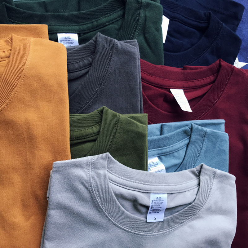 Men's TShirts Simons Vintage 220g Short Sleeve Combed Cotton Solid Soft TShirt LoopWheel Amekaji Ring Spun Basic 230905