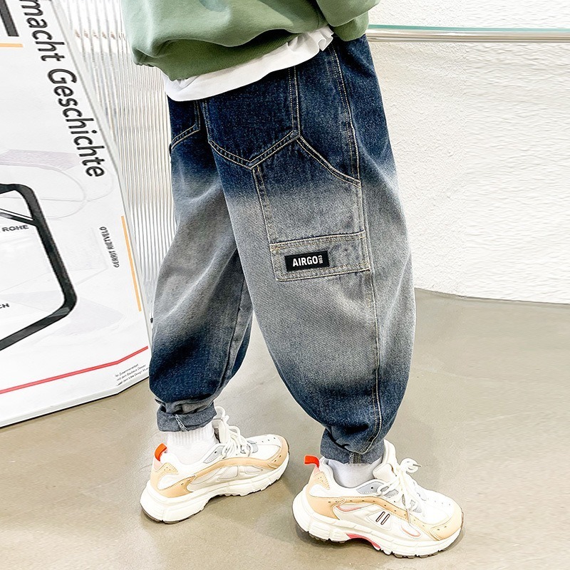 Jeans SpringAutumn Kids Children Trousers Boys Casual Alphabet Children's Pants Suitable for 4 6 8 10 14 16 Years Old 230905