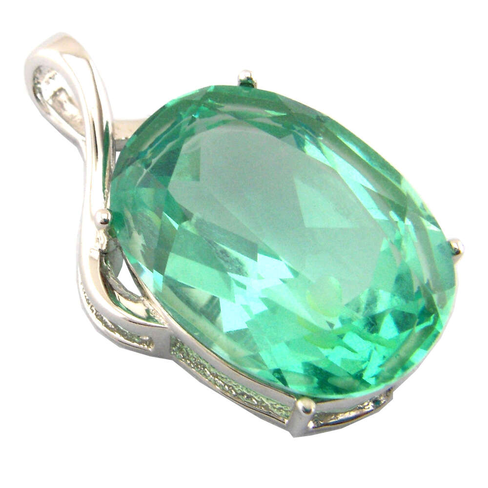 Big stone pendant Newest designsilver jewelry pendant green spinel pendant women necklaceNatural stone pendant
