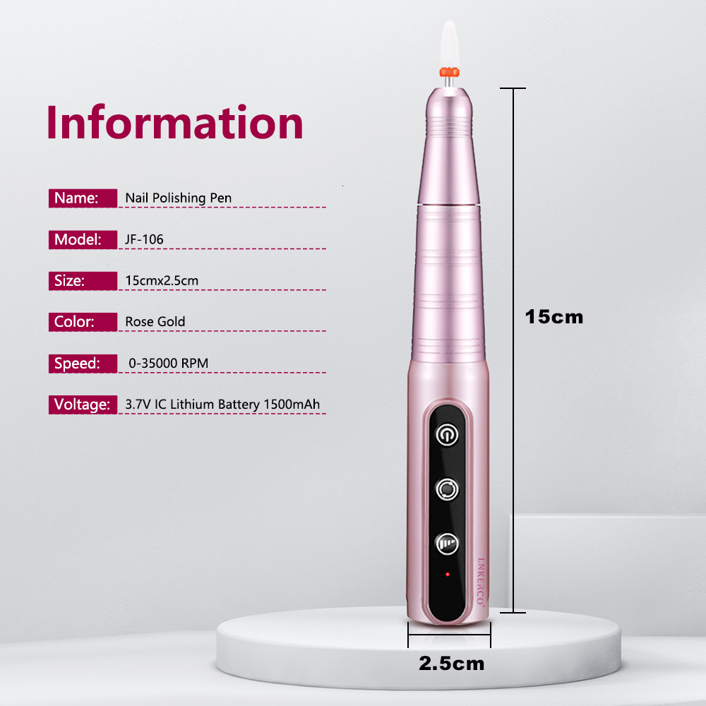 Nail Manicure Set Lnkerco 35000RPM Drill Machine Cordless Electric Sander Professional Milling Cutter For Gel Polishing 230906