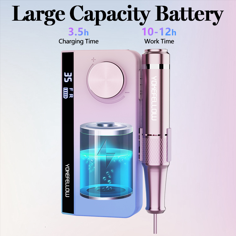 Nail Manicure Set 35000RPM Rechargeable Drill Machine With Pause Mode Salon Equipment Gel Cutting Remove Sander 230906