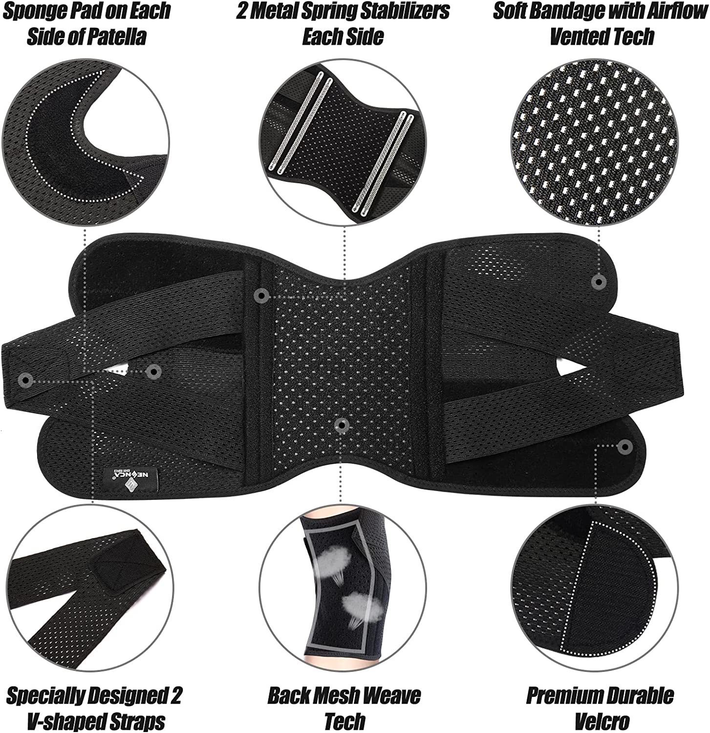 Elbow Knee Pads Breathable Knee Pads Support with Side Stabilizers for Men and Women Meniscal Tear Knee Pain ACL MCL Arthritis Injuries Recovery 23090