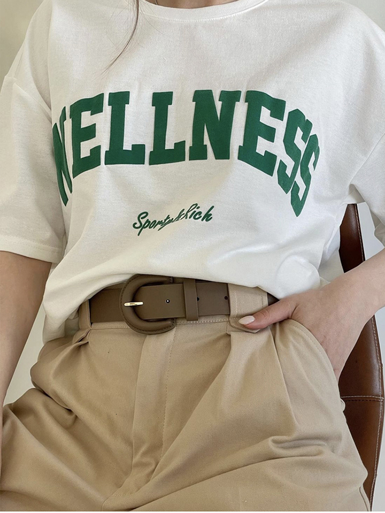 Womens TShirt Wellness Sporty Rich Creativity Letter Female Cotton Tee Clothing Oversize Retro Street TShirts Personality Womens Short Sleeve 230906