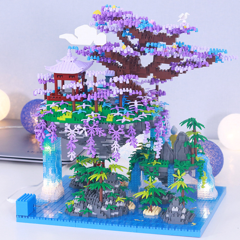 Aircraft Modle 4574PCS Guanghan Fairy Pavilion Building Blocks DIY Diamond Toys Chinese Architecture Bricks for Boys Girls Gift 230907