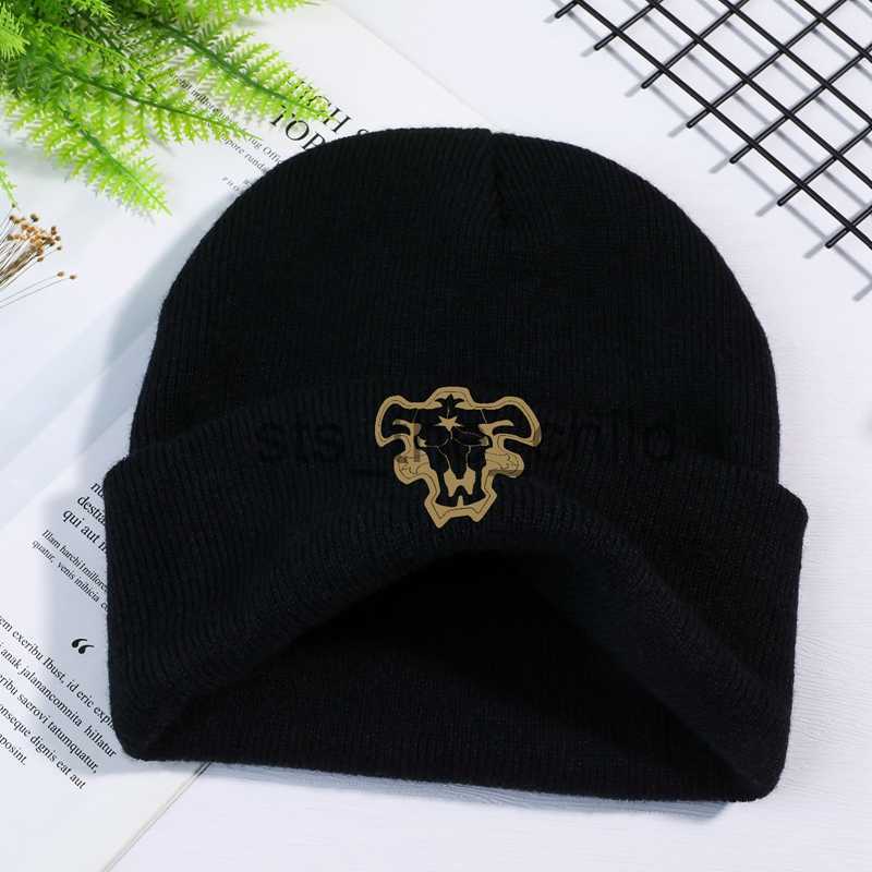 Beanie/Skull Caps Anime Black Clover Winter Warm Adult Bouncy Hats Outdoor Leisure Student Knit Hat Unisex Kids Cartoon Printing Knitted Cap Gifts x09