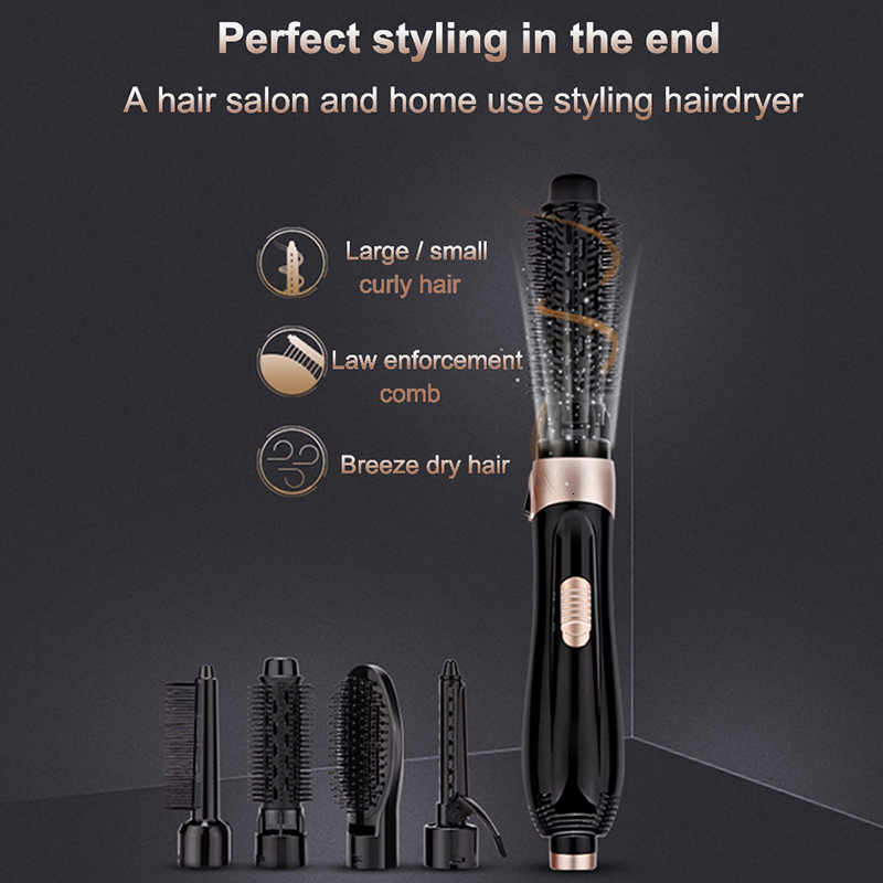 Hair Dryers Air Brush 4 Head Replaceable Dryer Comb One Step Blower Strong Wind Electric Straightener Roller Curler Styling Tools 230906