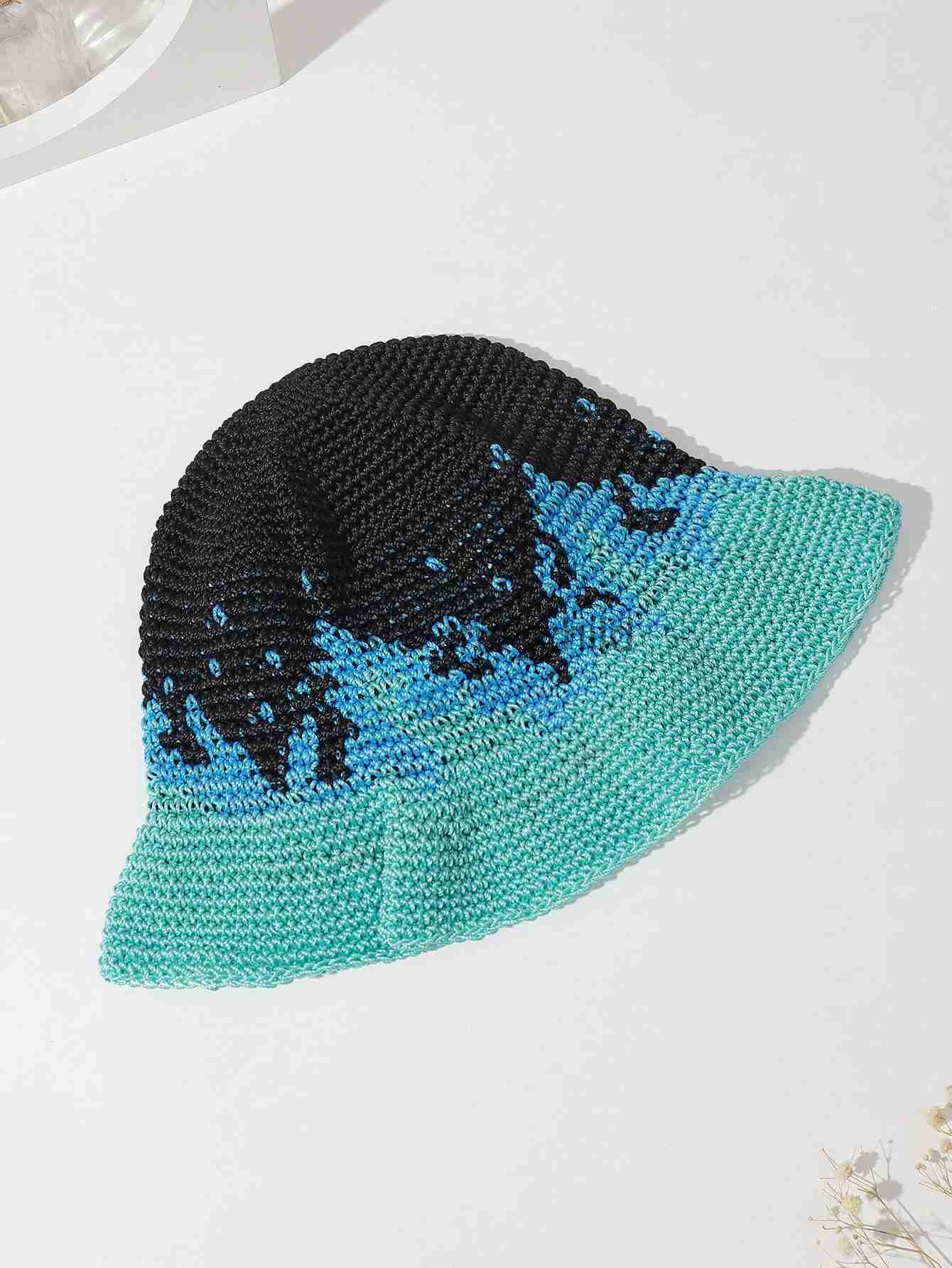 Beanie/Skull Caps Wide Brim Hand Crochet Knit Bucket Hat Foldable Floppy Summer Fisherman's Hat Custom Sunshade Flame Design x0907