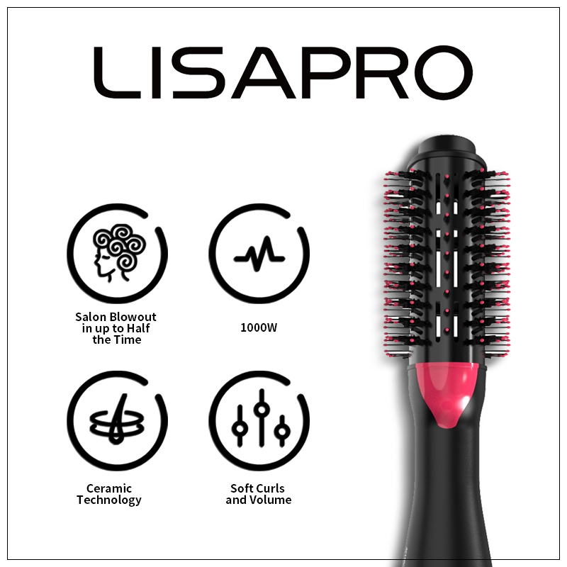 Hair Dryers LISAPRO 3 IN 1 Air Brush OneStep Dryer And Volumizer Styler and Blow Professional 1000W 230906