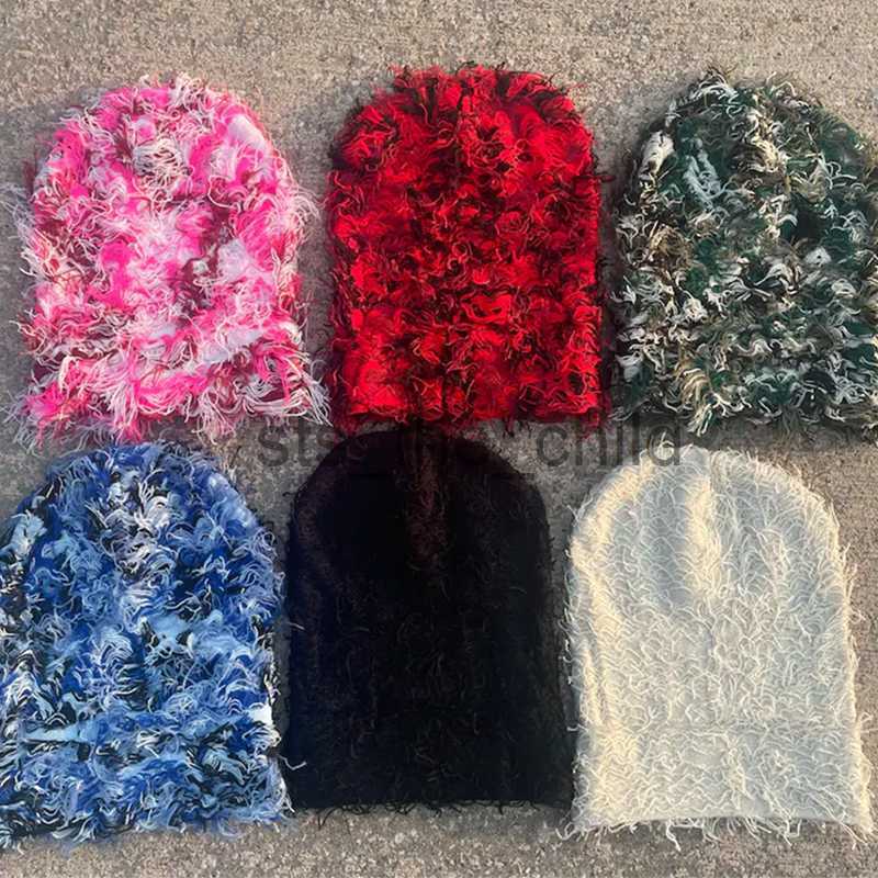 Beanie/Skull Caps Knit Distressed Balaclava Distressed Knitted Full Face Wool Cap Warm Ski Mask Ski Balaclava Fuzzy Balaclava Camouflage Balaclava x09