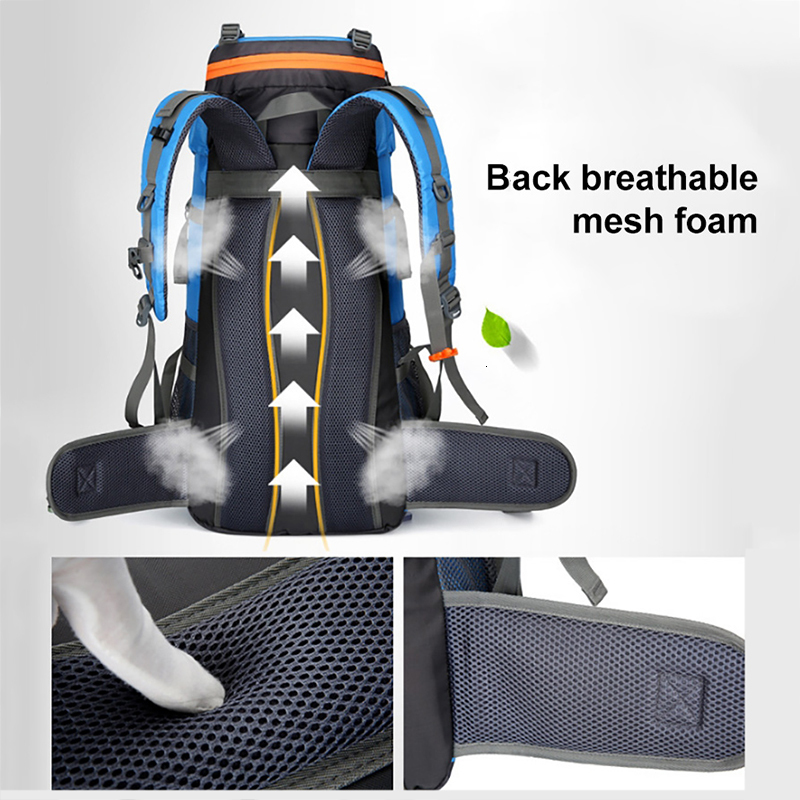 Backpack 70L Camping Backpack Men's Travel Bag Climbing Rucksack Large Hiking Storage Pack Outdoor Mountaineering Sports Shoulder Bags 230907