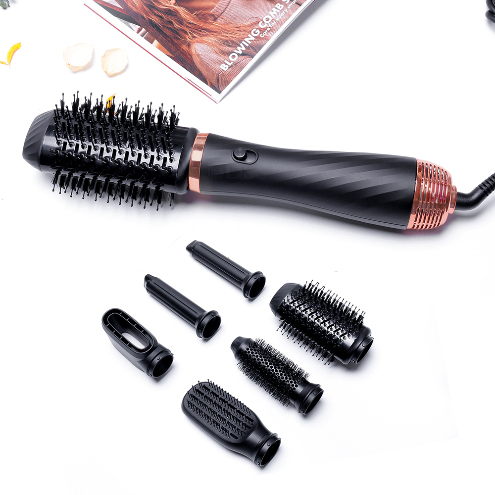 Hair Dryers Professional 6 In 1 Dryer Air Brush Automatic Curler Volumizer Curling Iron Straightener Comb Salon Styling Tools 230906
