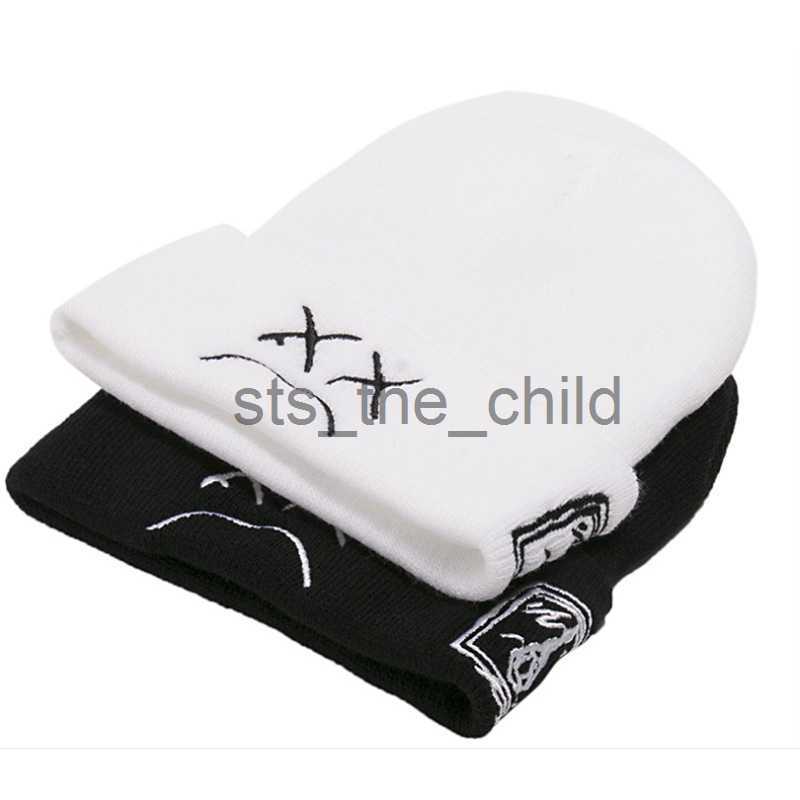 Beanie/Skull Caps Winter LilPeep embroidered knitted hat sad face expression funny men women beanie hat x0907