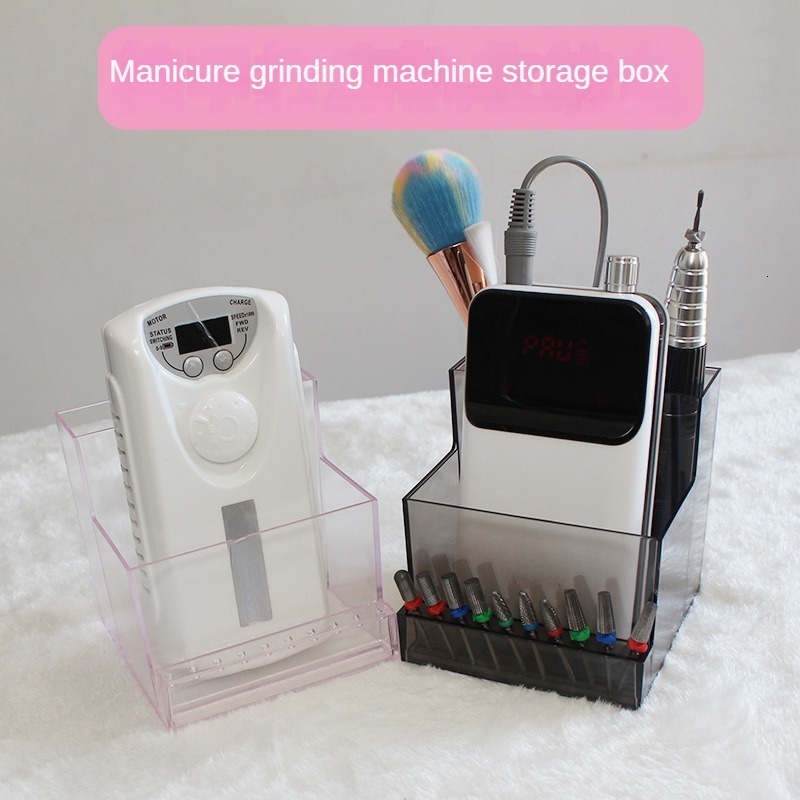 Nail Manicure Set Nail Drill Bits Storage Box Manicure Tools Professional Holder Nail Drill Bit Organizer Bits Stand Display Polish Grinder Box 230809