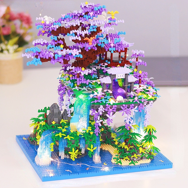 Aircraft Modle 4574PCS Guanghan Fairy Pavilion Building Blocks DIY Diamond Toys Chinese Architecture Bricks for Boys Girls Gift 230907